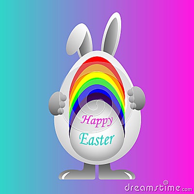 Easter bunny with egg pride flag freedom Vector Illustration